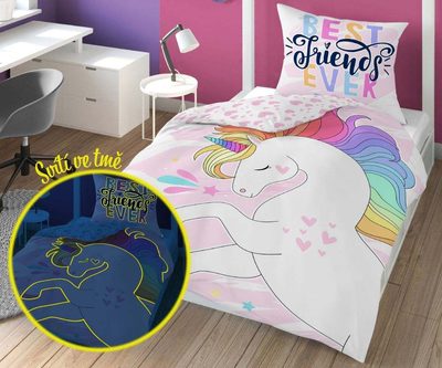 DETEXPOL Povlečení Jednorožec Best Fiends svítící Bavlna, 140/200, 70/80 cm{% if product.brand.name %} – {% endif %}
