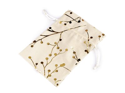 Dárkový pytlík 13x18 cm sametový, metalické větvičky{% if product.brand.name %} – Stoklasa{% endif %}