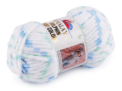 Dolphin Baby Colors Pletací žinylková příze 100 g{% if variant.name %} – 2 (80409) bílá modrá{% endif %}