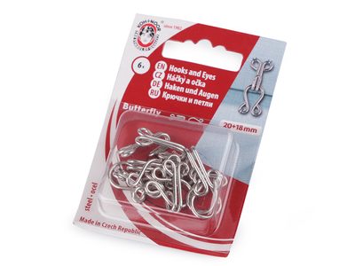 Háčky a očka velikost 2/0 a 4/0{% if variant.name %} – 20+18 mm (6x) barva nikl{% endif %}