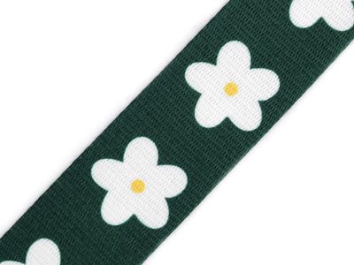 Hladký oboustranný popruh šíře 38 mm METRÁŽ{% if variant.name %} – 2 zelená tmavá bílá{% endif %}