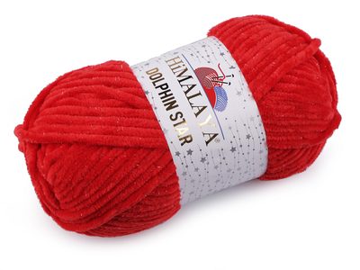 Dolphin Star Pletací žinylková příze s lurexovým vláknem 100 g - 6 (92118) červená