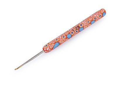 Háček na háčkování se silikonovou rukojetí, se zlatou špičkou{% if variant.name %} – 4 (1,25 mm) oranžová{% endif %}