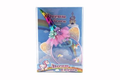 Sada krásy čelenka jednorožec,náramek,prstýnek 3ks plast v krabičce 17,5x25x4cm – fotka 3