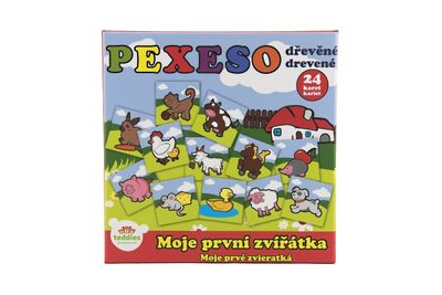 Pexeso Moje první zvířátka dřevěné 24 dílků pro nejmenší v krabičce 19,5x19,5x3,5cm 12m+ MPZ – fotka 1