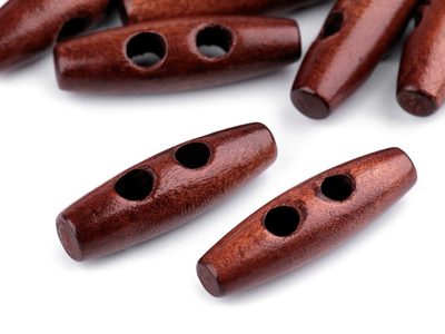 Knoflík dřevěný oliva 12x40 mm 10 kusů{% if variant.name %} – 5 červenohnědá - lakované{% endif %}