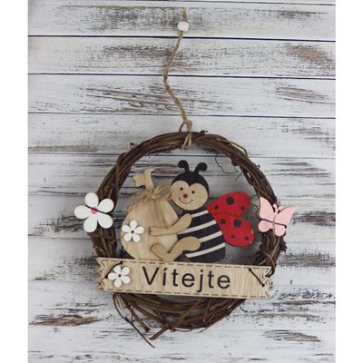 Dekorační věneček - beruška P1796 - dia 15 × 2.5 cm – fotka 1
