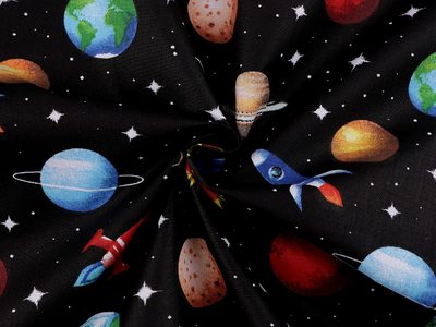 Bavlněná látka / plátno vesmír / planety METRÁŽ{% if product.brand.name %} – Stoklasa{% endif %}