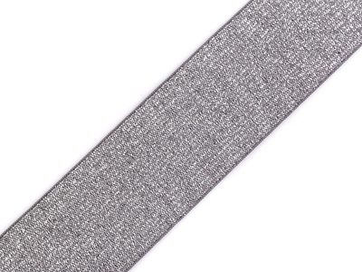 Pruženka s lurexem šíře 40 mm METRÁŽ{% if variant.name %} – 4 šedá stříbrná{% endif %}