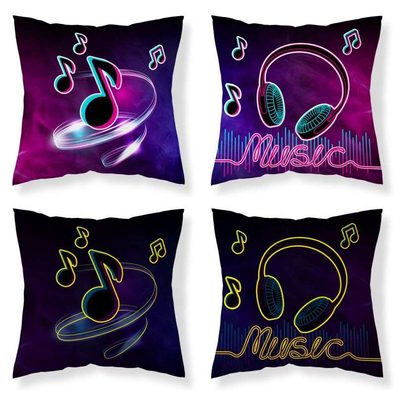 Povlak na polštářek Music Noty svítící Bavlna, 40/40 cm{% if product.brand.name %} – DETEXPOL{% endif %}