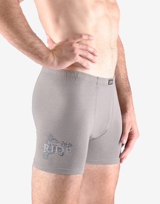 GINA pánské boxerky delší nohavička, šité, s potiskem 74145P{% if variant.name %} – šedá tm. šedá - 50/52{% endif %}