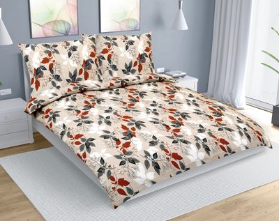 Krepové povlečení na dvoudeku Oranžová,Šedá,Béžová 80/807{% if variant.name %} – 180x220 cm, 2ks 70x90 cm{% endif %}