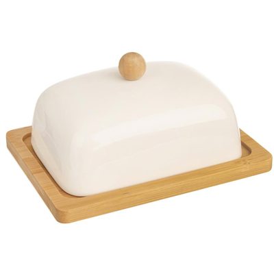 Máslenka porc./bambus oblá WHITELINE 16,5x12,5 cm - 16,5 x 12,5 x 8,5 cm{% if product.brand.name %} – Morex{% endif %}
