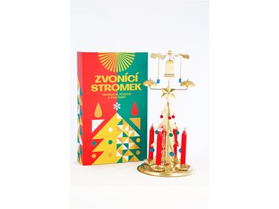 Vánoční andělské zvonění - Zvonící stromek zlatý 30 cm – fotka 4