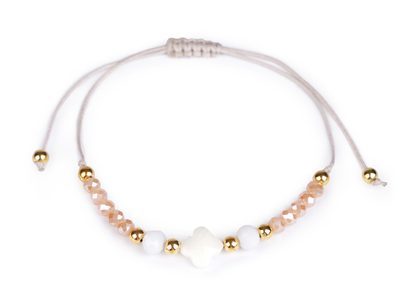 Náramek shamballa s perletí a broušenými korálky{% if variant.name %} – 4 béžová{% endif %}