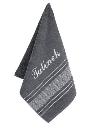 Froté ručník mozaika se jménem TATÍNEK - 50x100 cm tmavě šedá{% if product.brand.name %} – Bellatex{% endif %}