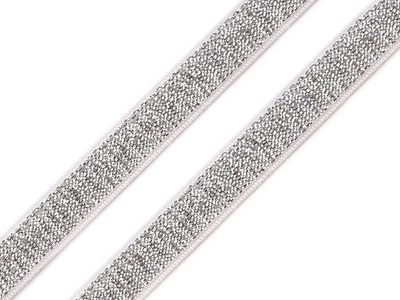 Pruženka brokátová / ramínková šíře 10 mm s lurexem METRÁŽ{% if variant.name %} – 2 stříbrná{% endif %}