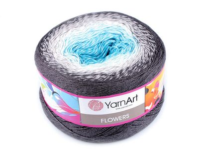 Duhová pletací příze Flowers YarnArt (250 g / 1000 m){% if variant.name %} – 2 (251) modrá azurová{% endif %}