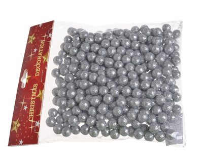 Dekorační kuličky stříbrné s glitry 10 mm 250 kusů{% if product.brand.name %} – Canea{% endif %}