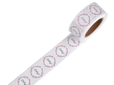 Papírové samolepky Děkuji Ø25 mm{% if variant.name %} – 2 (Děkuji) bílá růžová{% endif %}
