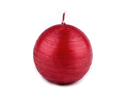 Adventní / vánoční svíčka koule metalický lesk Ø8 cm{% if variant.name %} – 3 červená{% endif %}