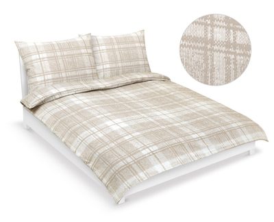 Povlečení krep na dvoudeku Béžová,Bílá 80/311{% if variant.name %} – 1ks 200x200, 2ks 70x90 cm{% endif %}