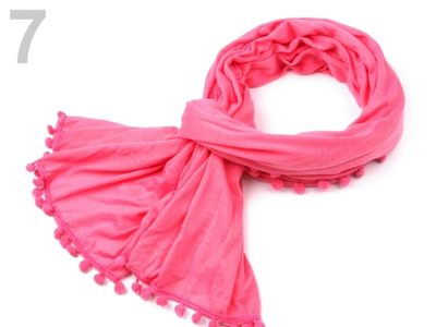 Šála 50x180cm elastická s bambulkami{% if variant.name %} – 7 růžová{% endif %}