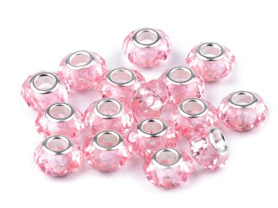 Plastové broušené korálky s velkým průvlekem / plavkové 14,5x9 mm 5 kusů{% if variant.name %} – 14 růžová sv.{% endif %}