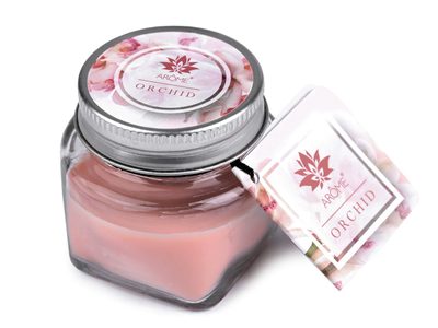 Malá vonná svíčka ve skle s jmenovkou{% if variant.name %} – 2 (Orchid) pudrová{% endif %}