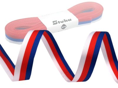 Česká Stuha trikolora šíře 10 mm balení 10 METRŮ{% if product.brand.name %} – Galanterka{% endif %}