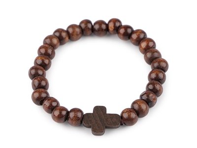 Náramek dřevěný unisex křížek{% if variant.name %} – 3 hnědá{% endif %}