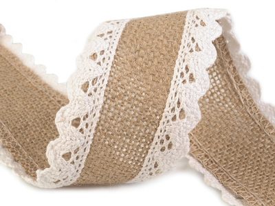 Jutová stuha s bavlněnou krajkou šíře 54 mm{% if product.brand.name %} – Stoklasa{% endif %}