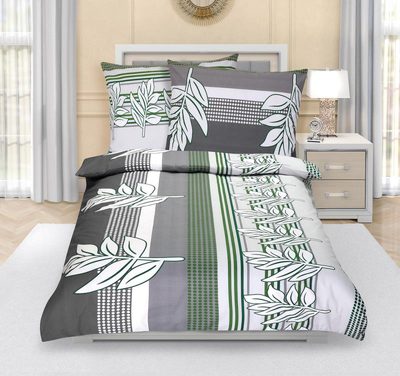 Povlečení bavlněné - 140x200, 70x90 šedozelený lupen{% if product.brand.name %} – Bellatex{% endif %}