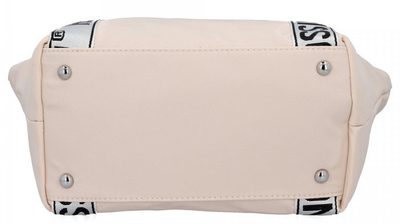 Velká dámská nylonová shopper kabelka přes rameno béžová – fotka 2