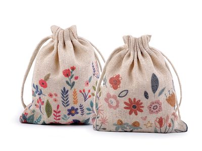 Dárkový pytlík jarní 10x13 cm lněný s květy{% if product.brand.name %} – Stoklasa{% endif %}