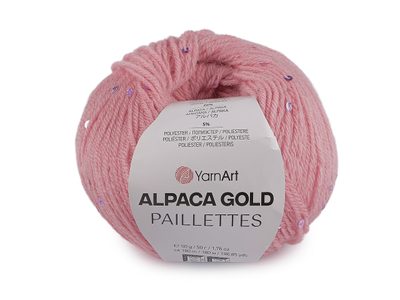 Pletací příze Alpaca Gold s flitry 50 g{% if variant.name %} – 3 (9306) růžová sv.{% endif %}