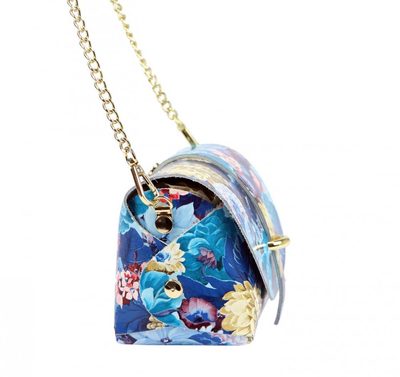 Kožená malá dámská crossbody kabelka tmavě modrá-hnědá
