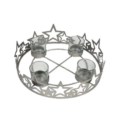 Svícen na 4 svíčky stříbrný velký K1573/2 - dia 26 x 7,5 cm{% if product.brand.name %} – Morex{% endif %}