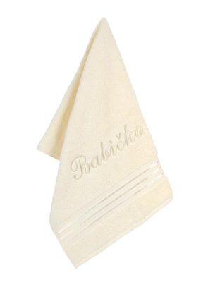 Froté ručník kolekce Linie s výšivkou Babička Vanilková L/712 50x100 cm{% if product.brand.name %} – Bellatex{% endif %}