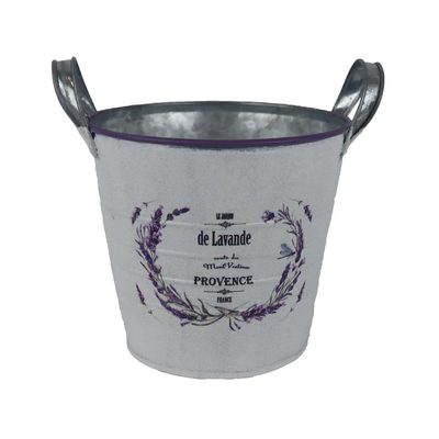 Květináč plechový motiv levandule K4595/3 - Round:16.5x15-18.5 Bottom:12{% if product.brand.name %} – {% endif %}