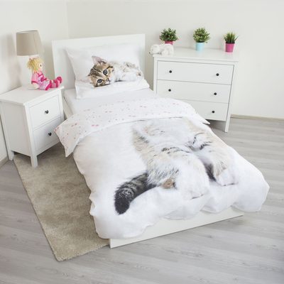 Povlečení Kitten white bavlněné 140/200, 70/90 – fotka 2