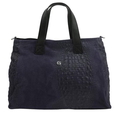 Kožená měkká tmavě modrá dámská kabelka do ruky v kroko designu{% if product.brand.name %} – Grosso{% endif %}