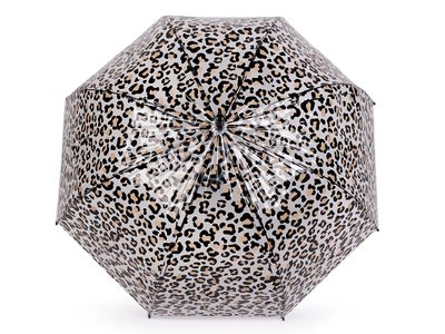 Dámský / dívčí průhledný vystřelovací deštník leopard{% if variant.name %} – 2 béžová světlá{% endif %}
