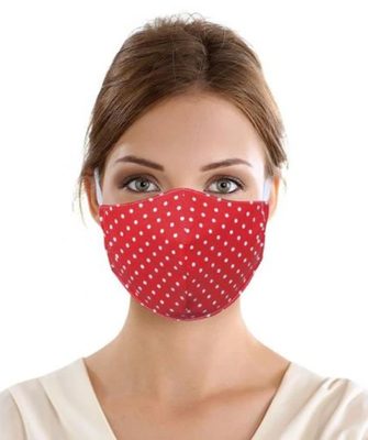 Rouška bavlněná na gumičku s kapsou 15 cm červený puntík{% if product.brand.name %} – Bellatex{% endif %}