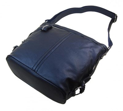 Kožená malá dámská crossbody kabelka tmavě modrá-hnědá