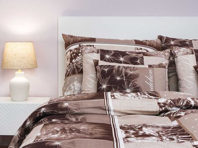Bavlněné povlečení Pampelišky 3D hnědé 140x200, 70x90 cm – fotka 2