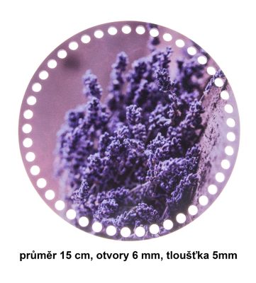 Dno - víko překližkové kruh s potiskem levandule 15 cm{% if product.brand.name %} – VLNIKA{% endif %}