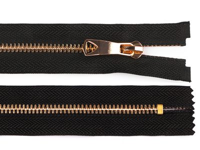Kovový zip No 5 délka 20 cm s ozdobným jezdcem{% if variant.name %} – 2 černá zlatá{% endif %}