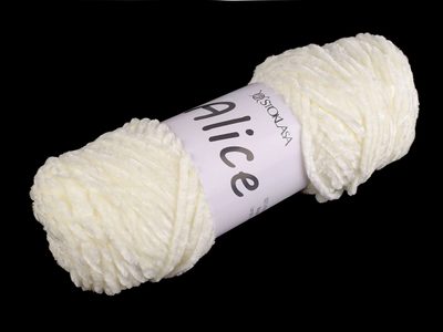 Pletací žinylková příze Alice 100 g{% if variant.name %} – 2 krémová nejsvět.{% endif %}