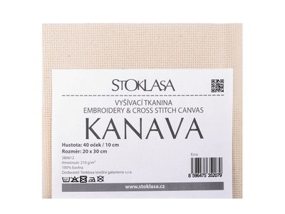 Vyšívací tkanina Kanava 20x30 cm 40 oček{% if variant.name %} – ecru{% endif %}